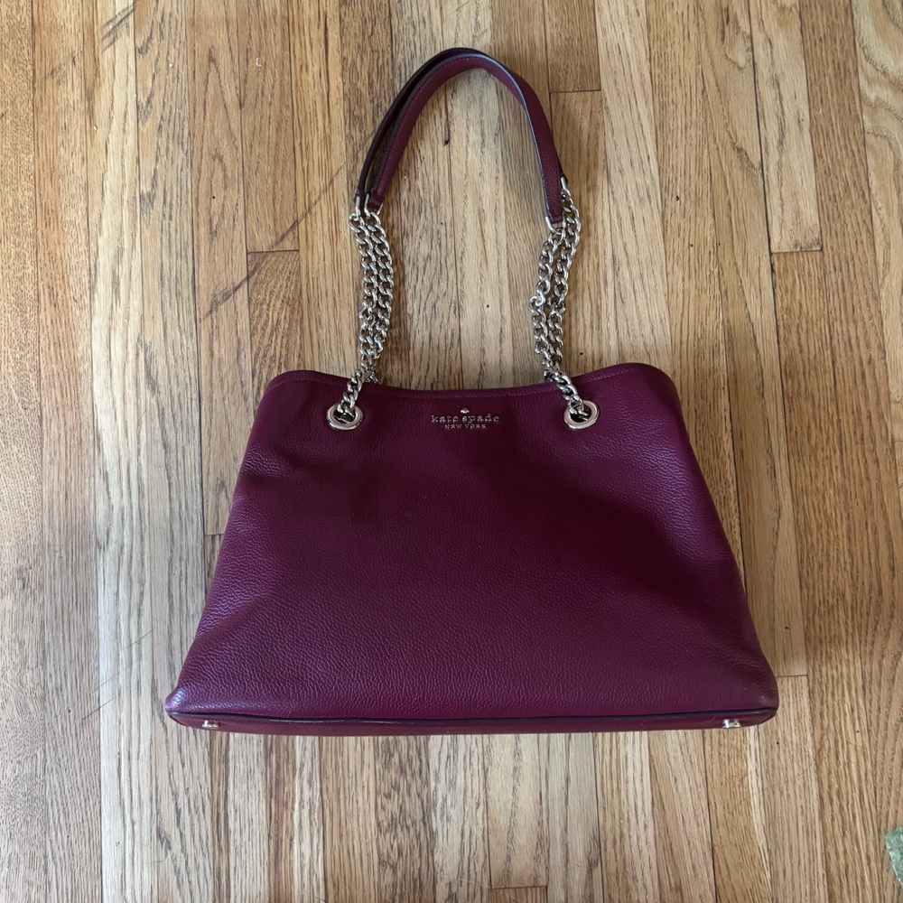 Kate Spade Red Shoulder Bag with Chain Detailing
